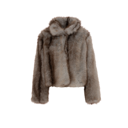 SHORT FAKE FUR COAT SKYMELANGE