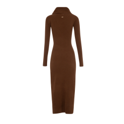 KNITTED LONG DRESS COFFEE